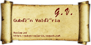 Gubán Valéria névjegykártya